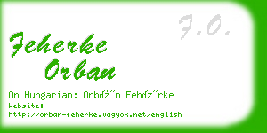 feherke orban business card